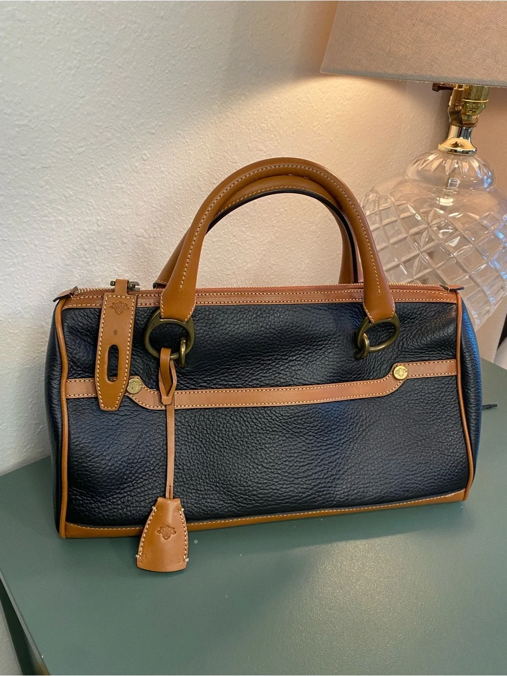 Prix de Dressage Leather Satchel Navy Tan Equestrian Quiet Luxury Bag